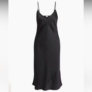 Aritzia Wilfred Only Satin Slip Midi Dress in US S black